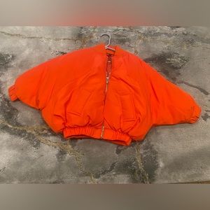 Mommy & Me Orange Bomber Jackets.